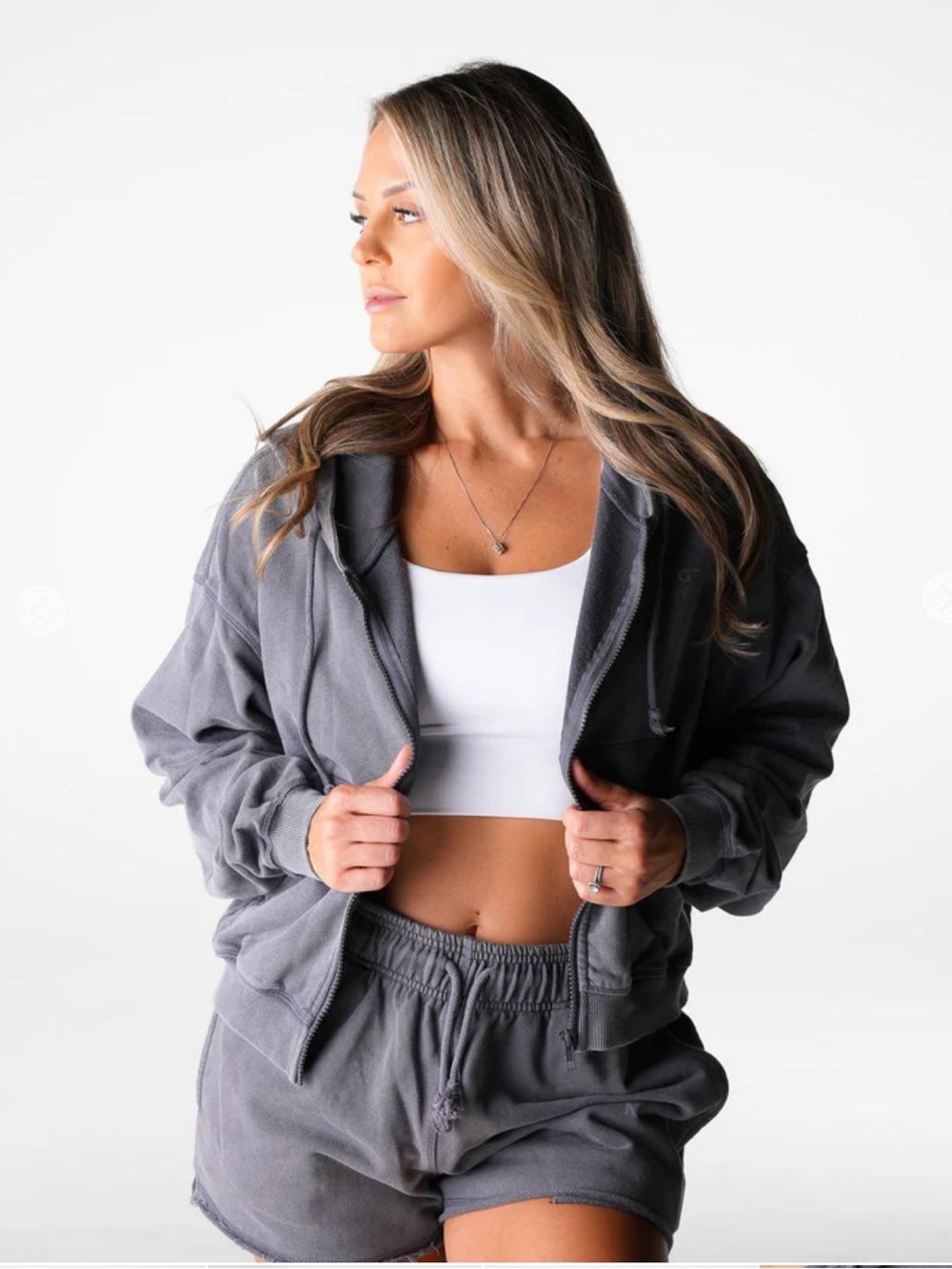 NVGTN Gray Crop Zip-Up Hoodie